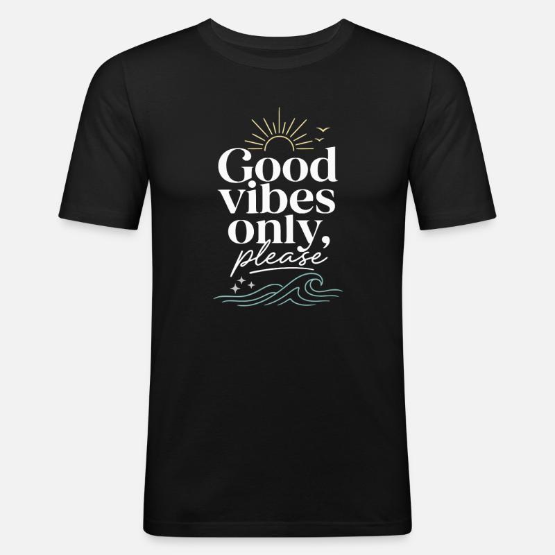 Gute Vibes Nur Bitte – Sonne & Meer - Männer Slim Fit T-Shirt - Schwarz