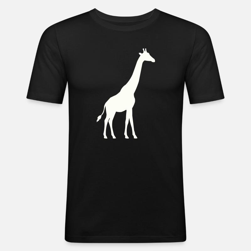 Giraffe Silhouette - Männer Slim Fit T-Shirt - Schwarz