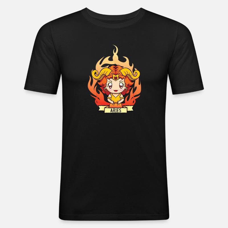 Sternzeichen Mädchen: Widder, Widder - Männer Slim Fit T-Shirt - Schwarz