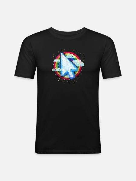 Cursor (Regenbogen) - Männer Slim Fit T-Shirt - Schwarz