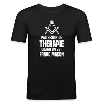 Franc maçon franc maçonnerie humour rigolo - T-shirt près du corps Homme - noir - Devant - Nik (191cm)