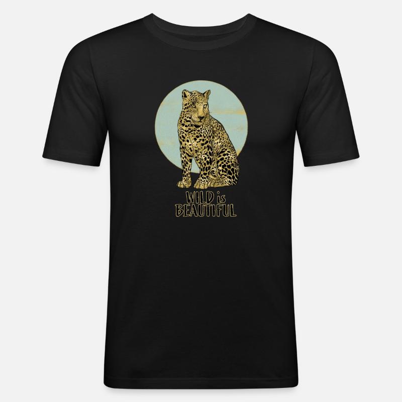 Leopard. Wild is Beautiful - Männer Slim Fit T-Shirt - Schwarz