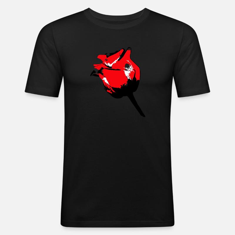 Rose - Männer Slim Fit T-Shirt - Schwarz