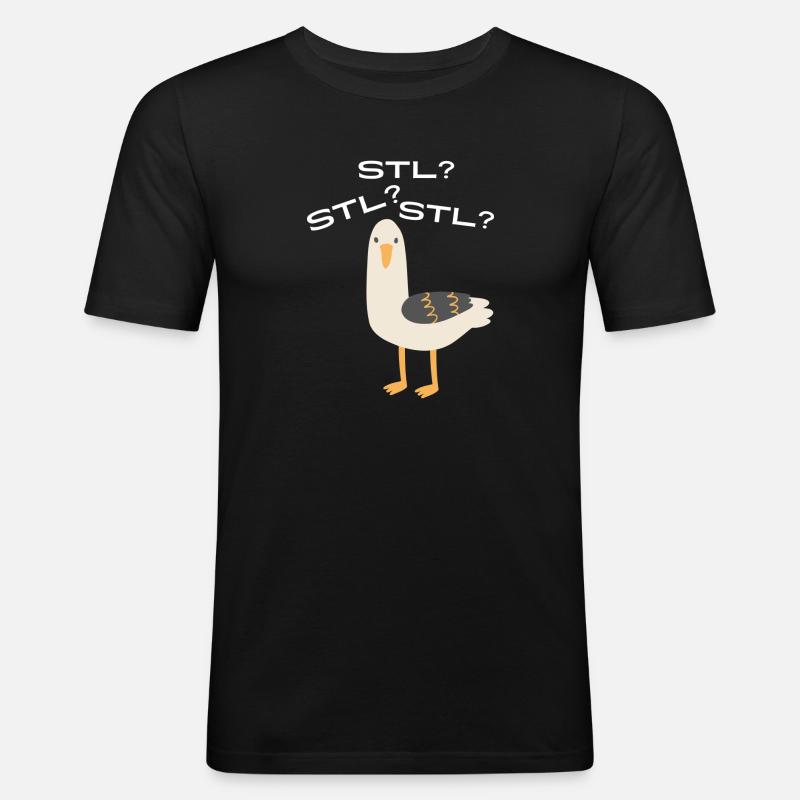 Möwe STL? - Männer Slim Fit T-Shirt - Schwarz
