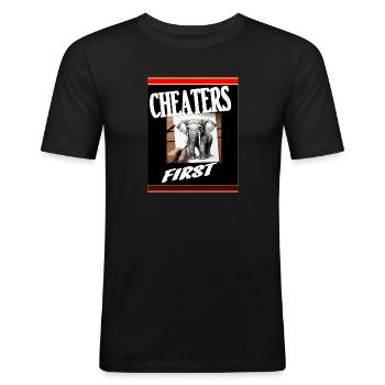 Cheaters first. - T-shirt près du corps Homme - noir - Devant - Nik (191cm)