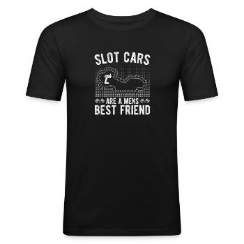 Les voitures de circuit sont un meilleur ami des hommes qui courent des voitures - T-shirt près du corps Homme - noir - Devant - Nik (191cm)