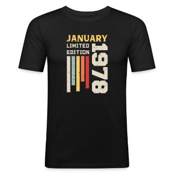 January 1978 - January 1978 Birthday Gift - Men's Slim Fit T-Shirt - black - Front - Nik (191cm)