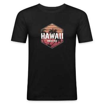 Wailea Maui Beach Vacation Souvenir - Men's Slim Fit T-Shirt - black - Front - Nik (191cm)
