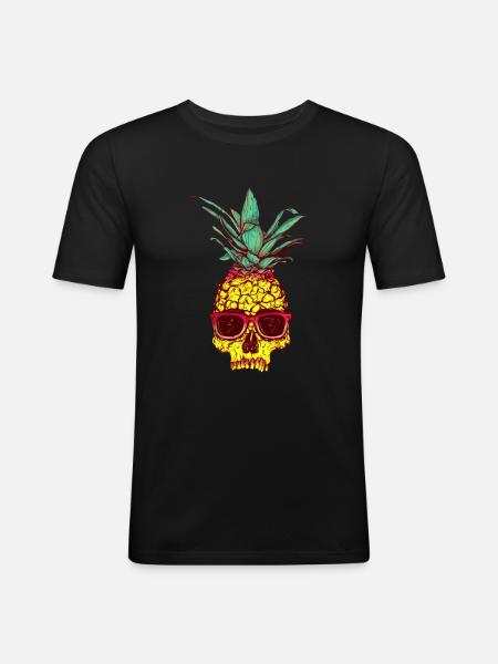 Pineapple skull - Men's Slim Fit T-Shirt - black