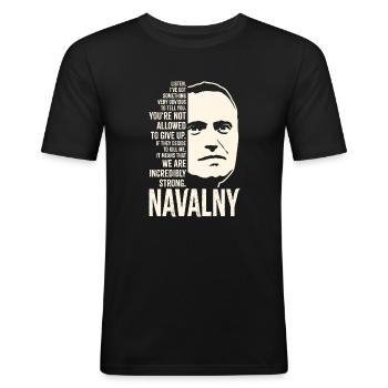 Navalny Listen - Männer Slim Fit T-Shirt - Schwarz - Vorne - Nik (191cm)