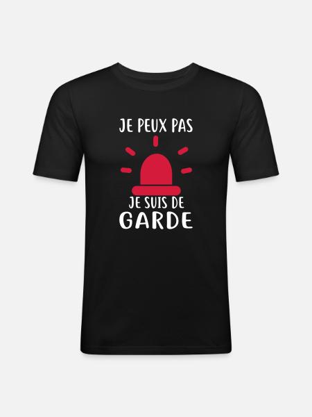 JE SUIS DE GARDE - T-shirt près du corps Homme - noir