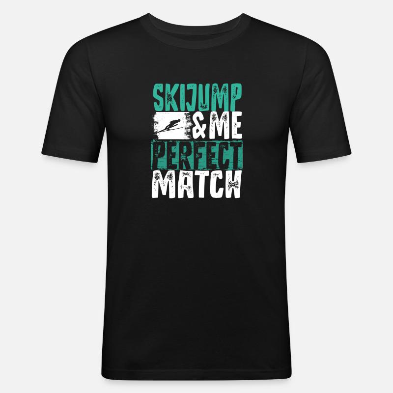 Skispringen - Männer Slim Fit T-Shirt - Schwarz