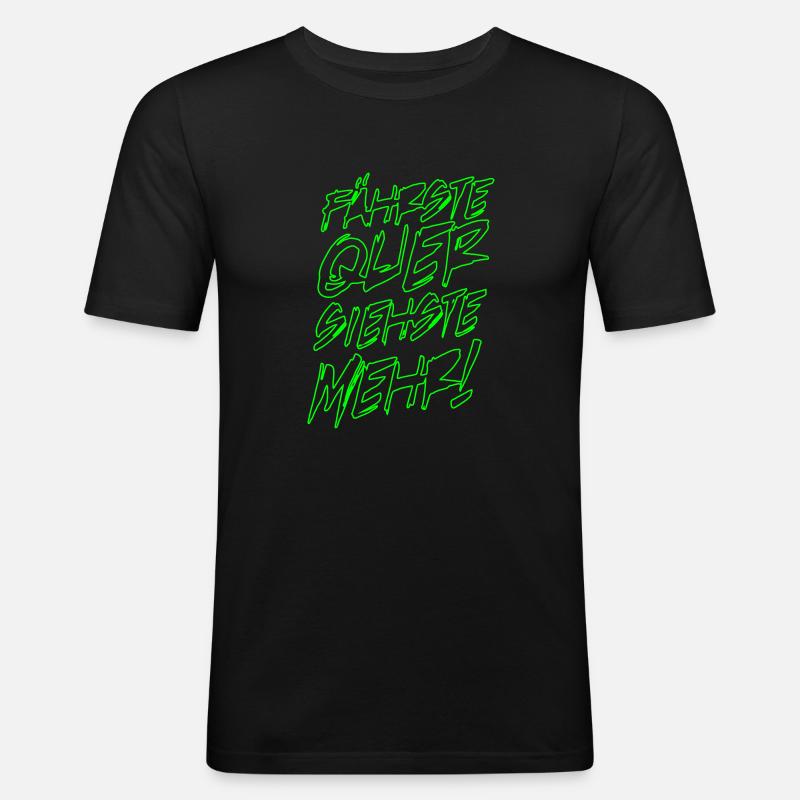 quer siehst du mehr - Männer Slim Fit T-Shirt - Schwarz