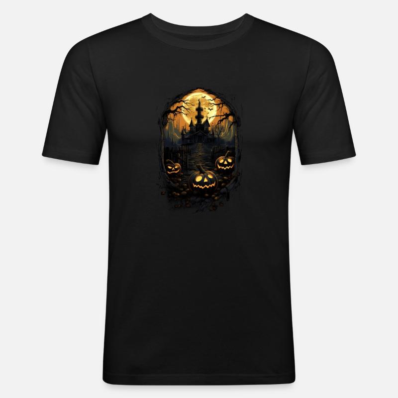 Halloween grusel - Männer Slim Fit T-Shirt - Schwarz