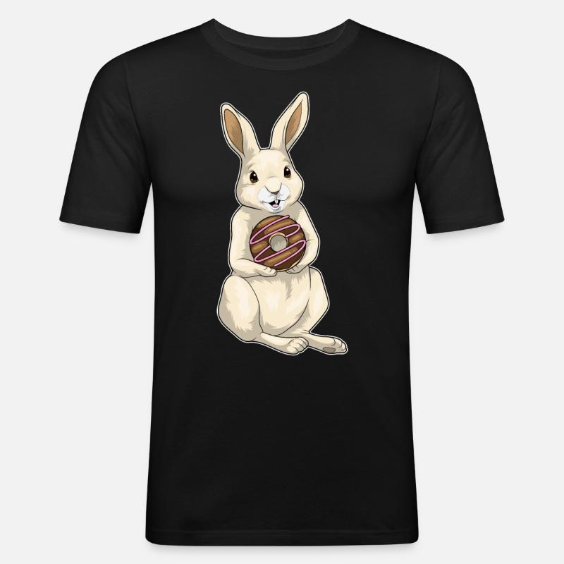 Hase Donut - Männer Slim Fit T-Shirt - Schwarz
