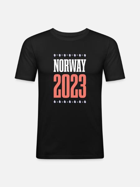 Norway 2023 - Männer Slim Fit T-Shirt - Schwarz