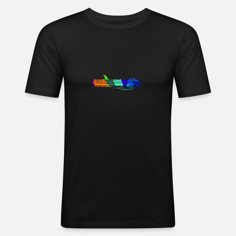 Kreuzfahrtschiff Regenbogen Polygon Schiffe - Männer Slim Fit T-Shirt - Schwarz