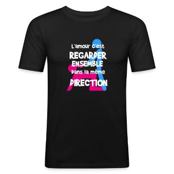 Citation Amour Phrase Beauf et Cadeau Levrette - T-shirt près du corps Homme - noir - Devant - Nik (191cm)