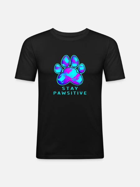Stay Pawsitive - Paw Design - Men's Slim Fit T-Shirt - black