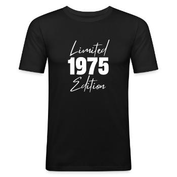 1975 Limited Edition - Männer Slim Fit T-Shirt - Schwarz - Vorne - Nik (191cm)