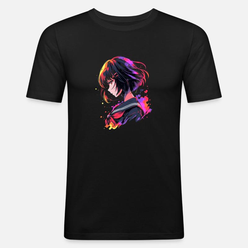 Jina - Männer Slim Fit T-Shirt - Schwarz