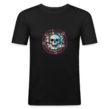 Music Skull - Men's Slim Fit T-Shirt - black - Front - Nik (191cm)