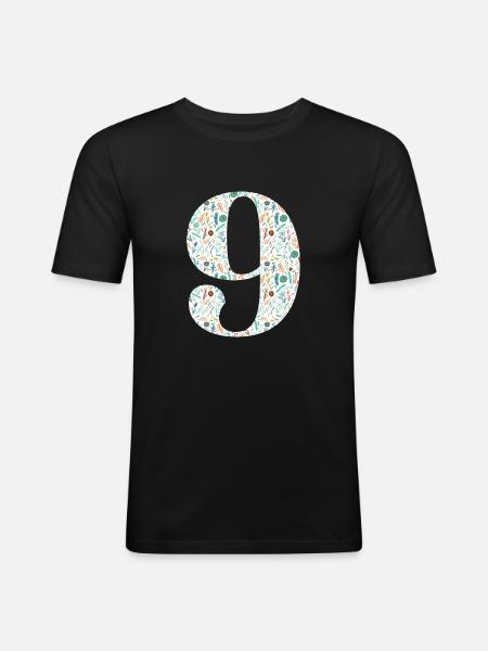 9th Floral Anniversary - Men's Slim Fit T-Shirt - black