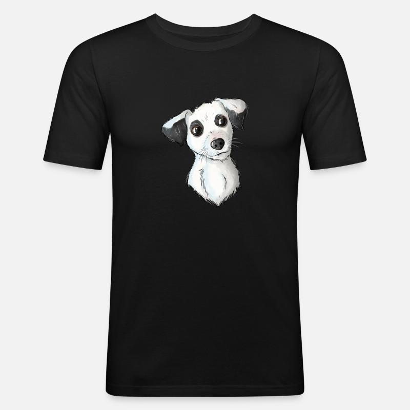 Jack Russell Pattern 6 - Männer Slim Fit T-Shirt - Schwarz