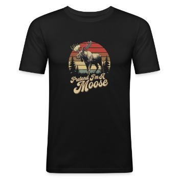 Moose humor for animal lovers - Men's Slim Fit T-Shirt - black - Front - Nik (191cm)