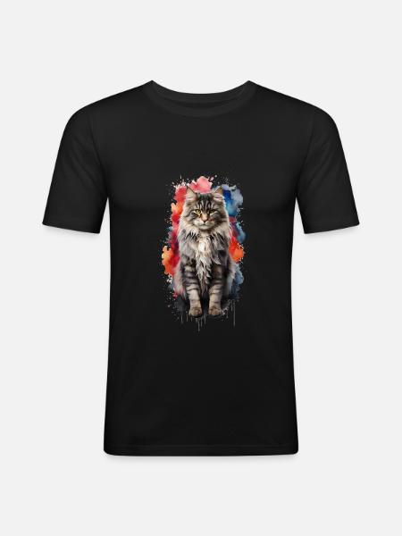 Norwegian Forest Cat - Men's Slim Fit T-Shirt - black