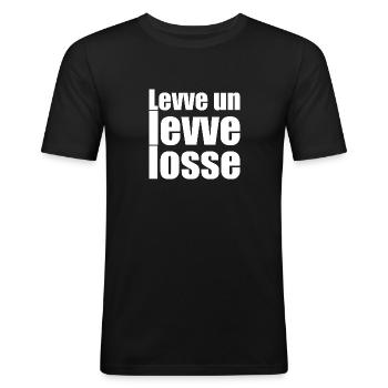 Kölsch - Dialekt - Spruch - Männer Slim Fit T-Shirt - Schwarz - Vorne - Nik (191cm)