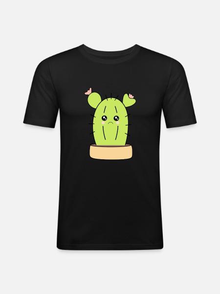 Kawaii Cactus - Men's Slim Fit T-Shirt - black