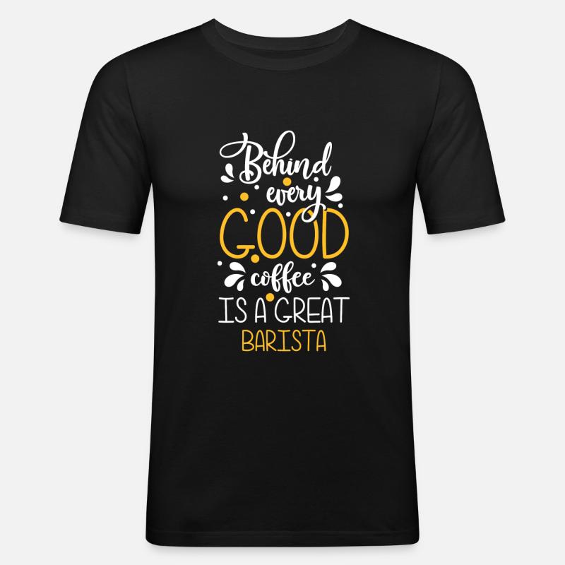 Espresso Milch Latte Macchiato - Männer Slim Fit T-Shirt - Schwarz