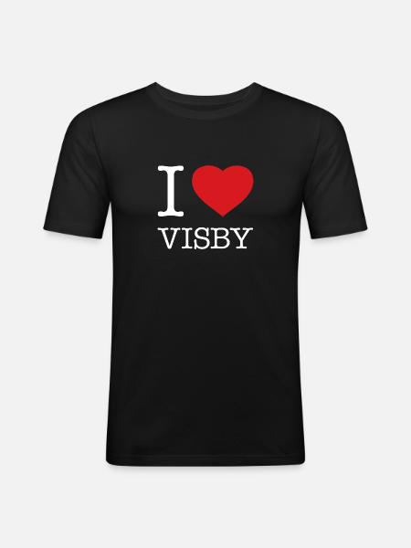 I LOVE VISBY - Men's Slim Fit T-Shirt - black