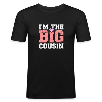 Cousine - Männer Slim Fit T-Shirt - Schwarz - Vorne - Nik (191cm)