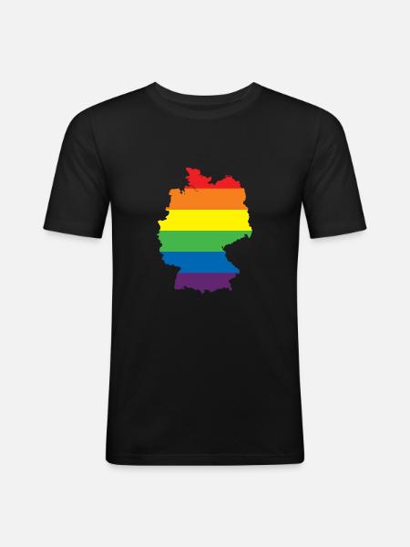 Rainbow Connection Embrace, Happy Pride - Men's Slim Fit T-Shirt - black
