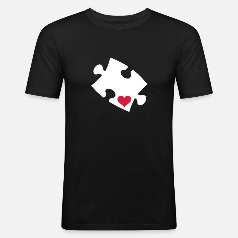 Puzzle - Männer Slim Fit T-Shirt - Schwarz