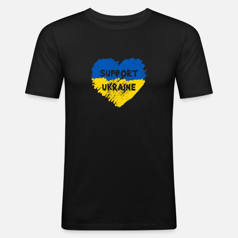 Ukraine Herz Support Frieden - Männer Slim Fit T-Shirt - Schwarz