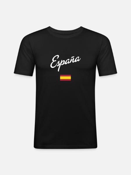 España - T-shirt près du corps Homme - noir
