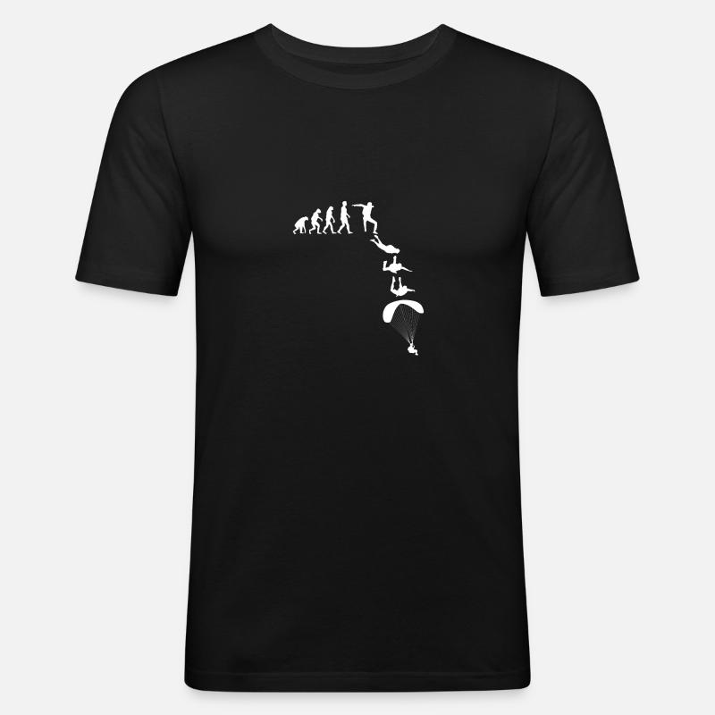 Evolution Graphic Paragliding Paraglider Skydiver - Männer Slim Fit T-Shirt - Schwarz