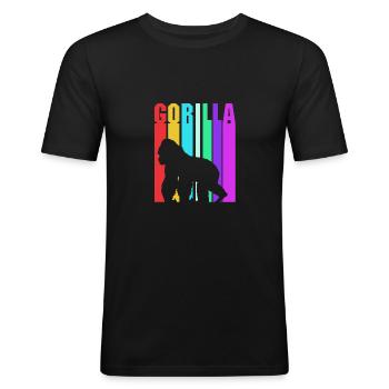 Gorilla - Männer Slim Fit T-Shirt - Schwarz - Vorne - Nik (191cm)