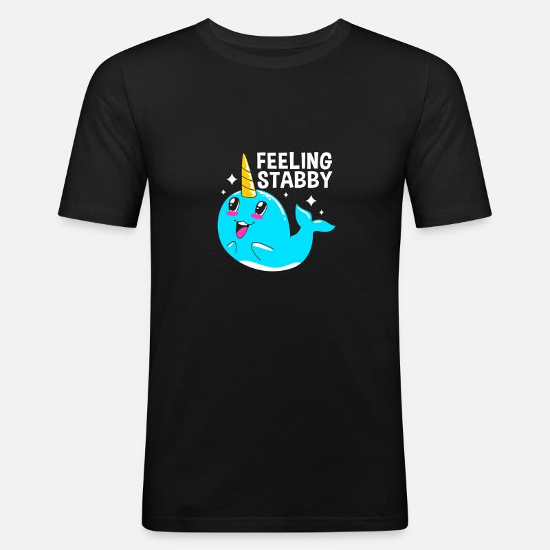 Narwal - Männer Slim Fit T-Shirt - Schwarz