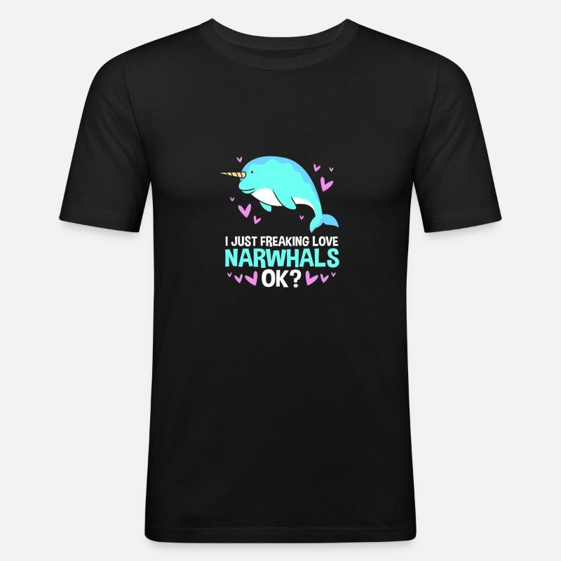 Narwal - Männer Slim Fit T-Shirt - Schwarz
