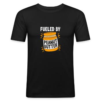 Erdnussbutter - Männer Slim Fit T-Shirt - Schwarz - Vorne - Nik (191cm)