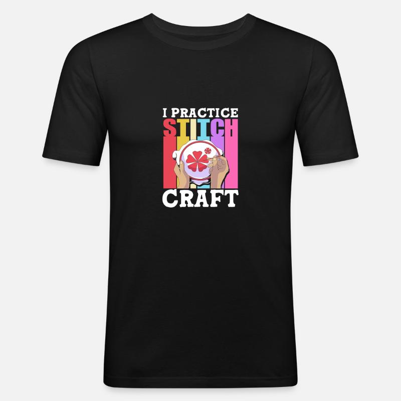 Kreuzstich - Männer Slim Fit T-Shirt - Schwarz