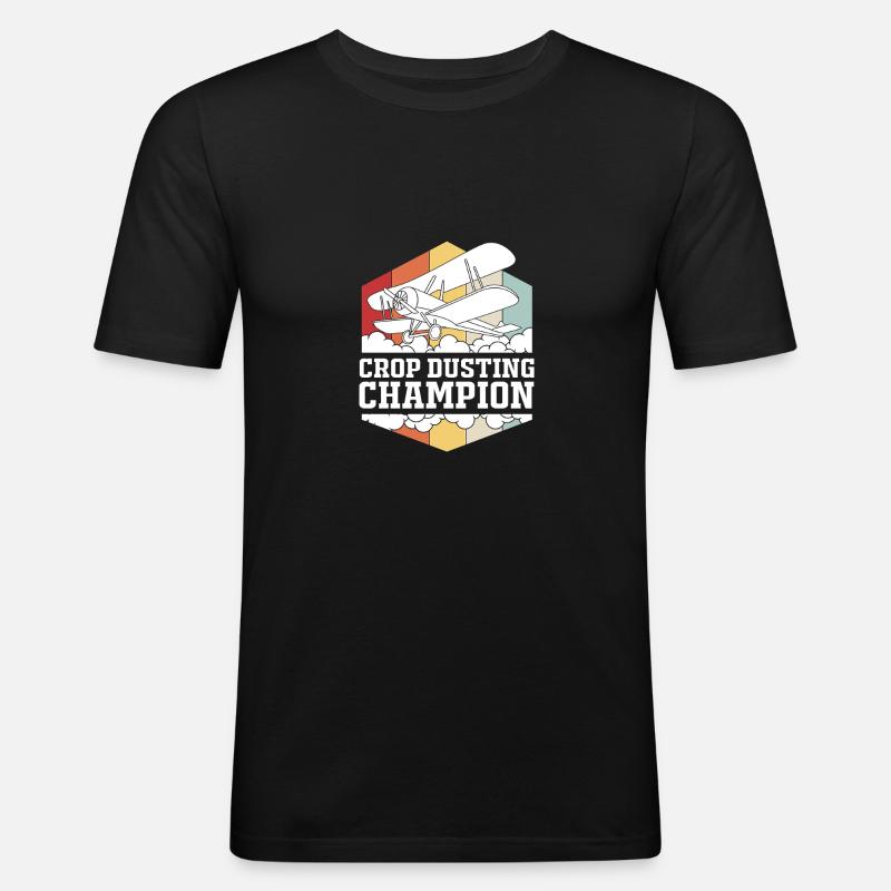 Crop Duster Flugzeug Pilot Geschenk - Männer Slim Fit T-Shirt - Schwarz