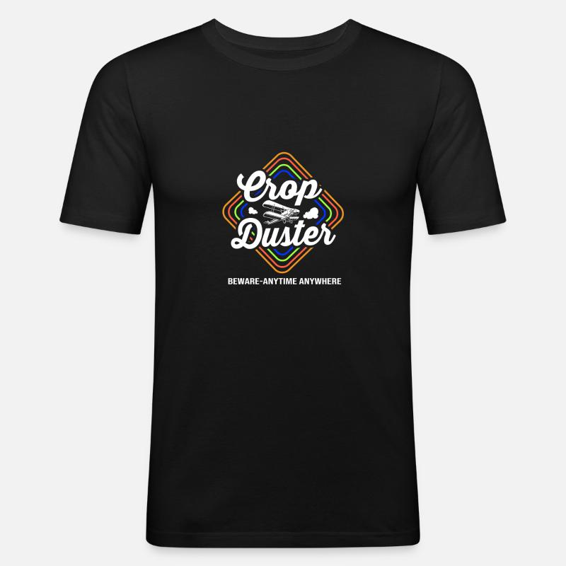 Crop Duster Flugzeug Pilot - Männer Slim Fit T-Shirt - Schwarz