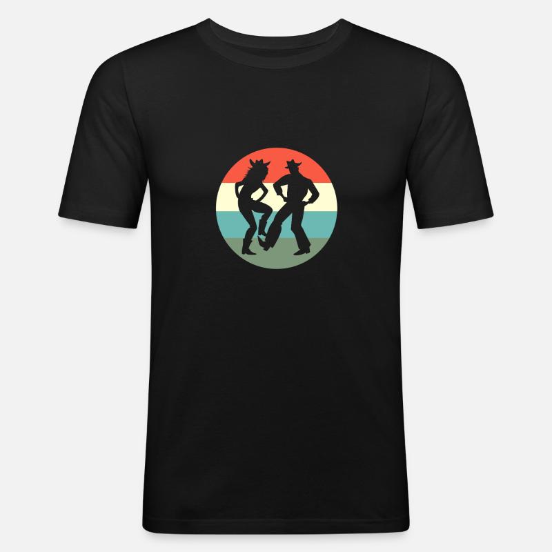 Square Dance - Männer Slim Fit T-Shirt - Schwarz
