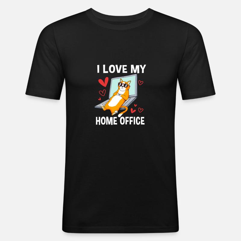 Remote Homeoffice - Männer Slim Fit T-Shirt - Schwarz