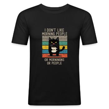 I hate Morning People and Morning and People - Männer Slim Fit T-Shirt - Schwarz - Vorne - Nik (191cm)